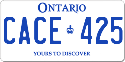 ON license plate CACE425