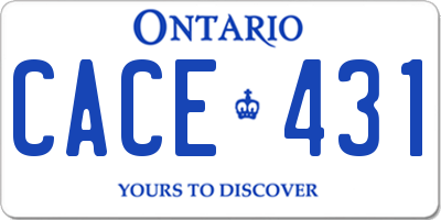 ON license plate CACE431