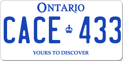 ON license plate CACE433