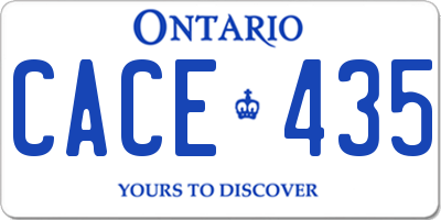 ON license plate CACE435