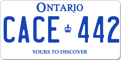 ON license plate CACE442