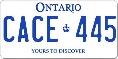 ON license plate CACE445