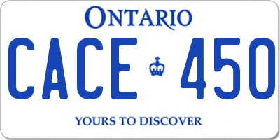 ON license plate CACE450