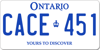 ON license plate CACE451