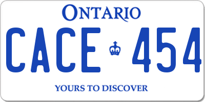 ON license plate CACE454