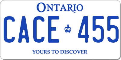 ON license plate CACE455