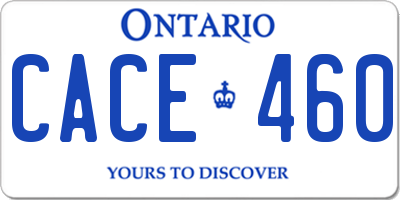 ON license plate CACE460