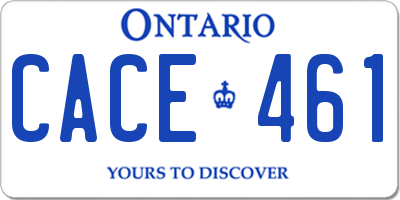 ON license plate CACE461