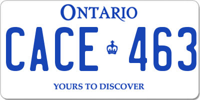 ON license plate CACE463