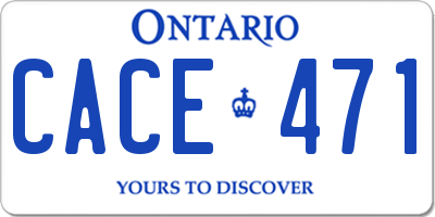 ON license plate CACE471