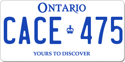 ON license plate CACE475