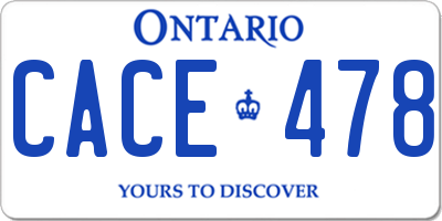 ON license plate CACE478