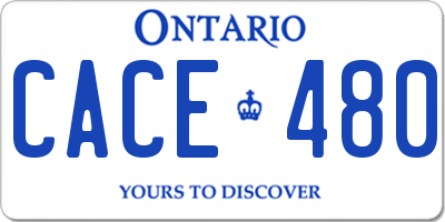 ON license plate CACE480