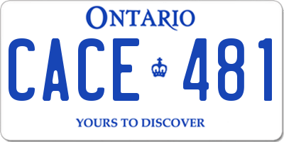 ON license plate CACE481