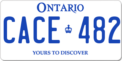 ON license plate CACE482