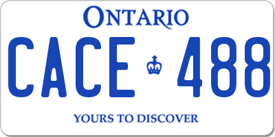 ON license plate CACE488