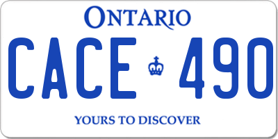 ON license plate CACE490