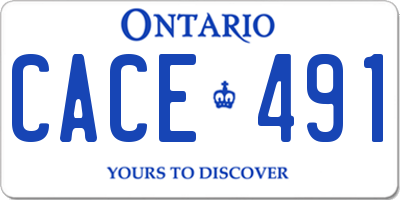 ON license plate CACE491