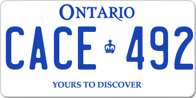 ON license plate CACE492