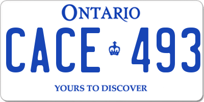 ON license plate CACE493