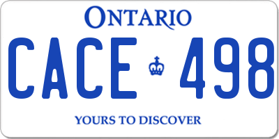 ON license plate CACE498