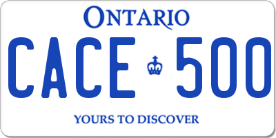 ON license plate CACE500