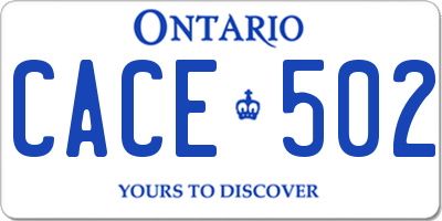 ON license plate CACE502