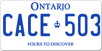 ON license plate CACE503