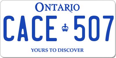 ON license plate CACE507