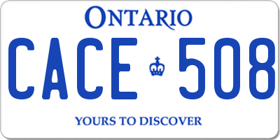 ON license plate CACE508