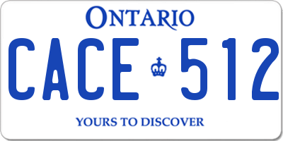 ON license plate CACE512