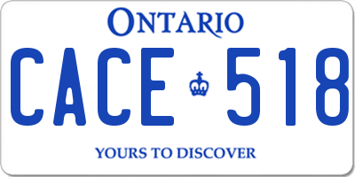 ON license plate CACE518