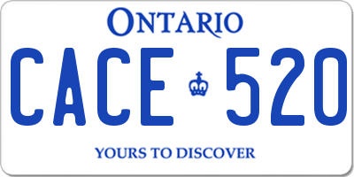 ON license plate CACE520