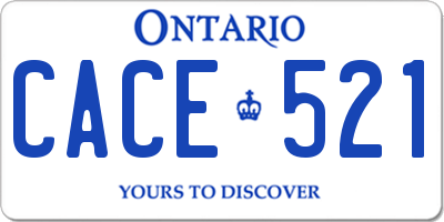 ON license plate CACE521