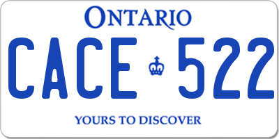 ON license plate CACE522