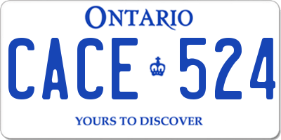 ON license plate CACE524