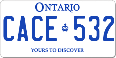 ON license plate CACE532