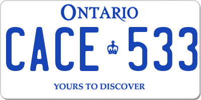 ON license plate CACE533