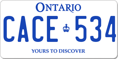 ON license plate CACE534