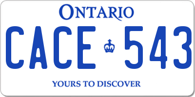 ON license plate CACE543