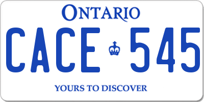 ON license plate CACE545