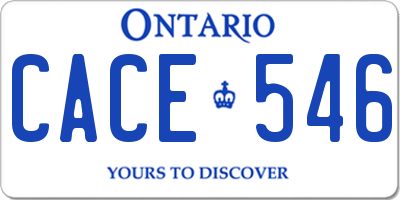 ON license plate CACE546