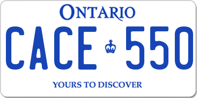 ON license plate CACE550