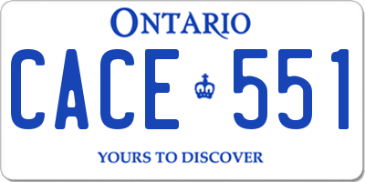 ON license plate CACE551