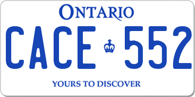 ON license plate CACE552