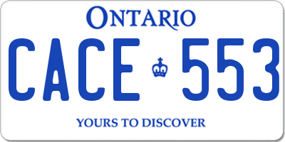 ON license plate CACE553