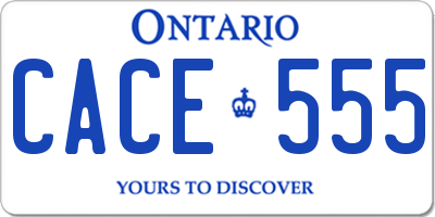 ON license plate CACE555