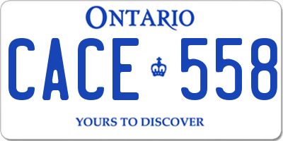 ON license plate CACE558