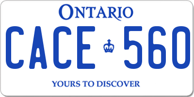 ON license plate CACE560