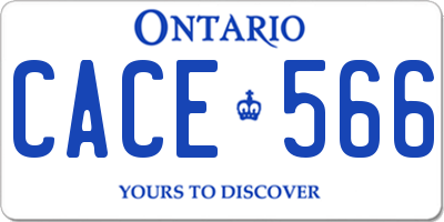 ON license plate CACE566